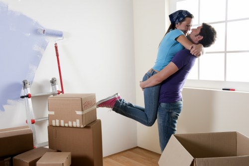 Moving van and packed boxes for a Beckenham relocation