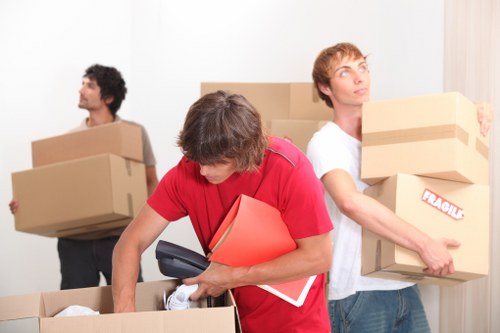 Removal team handling boxes and furniture in Beckenham